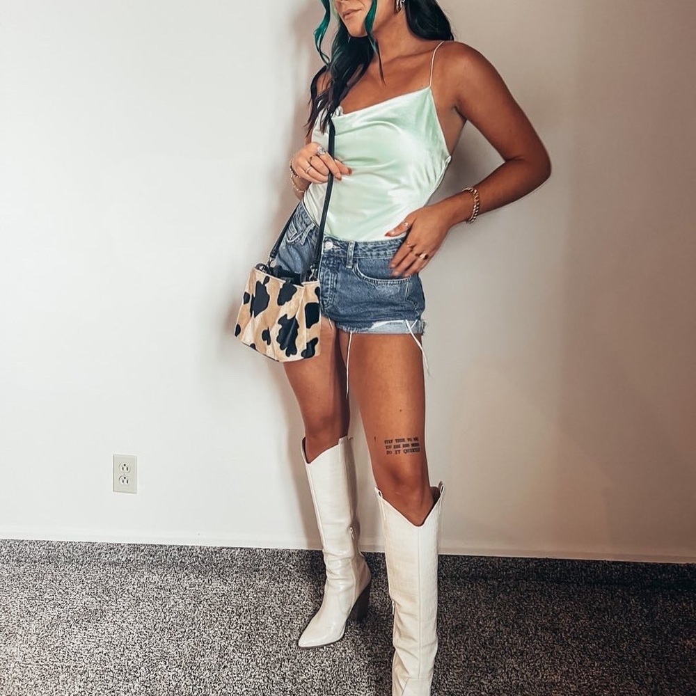 Mint green body suit